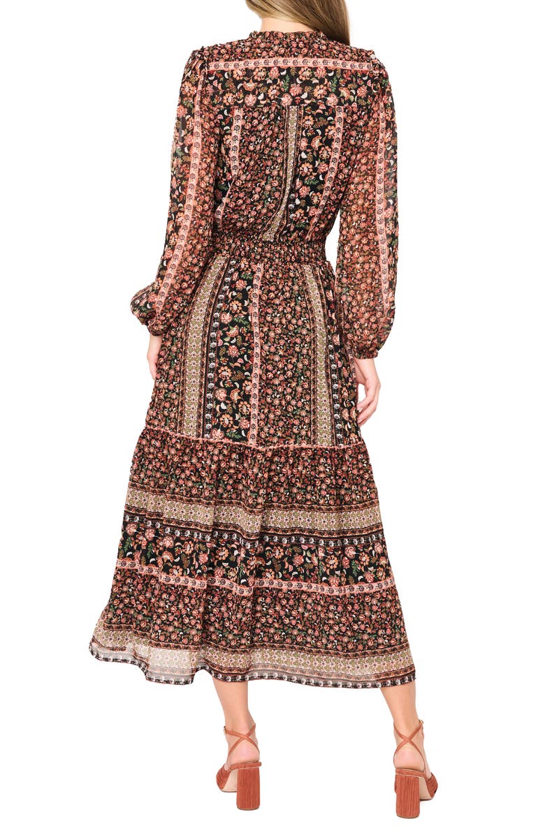 GIBSONLOOK The Leyla Floral Print Long Sleeve Maxi Dress, Alternate, color, Multi Spice Border Print