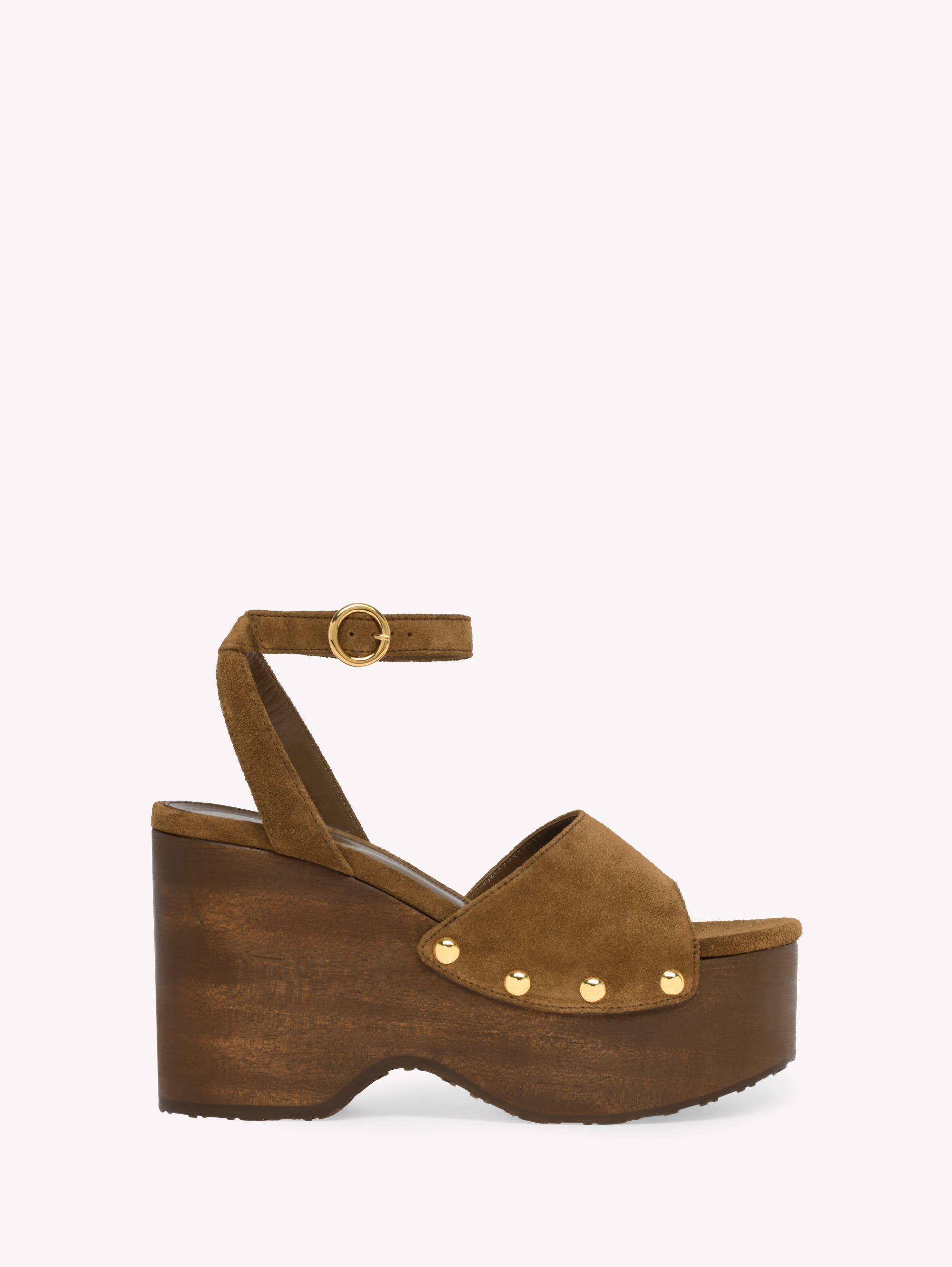 Gianvito Rossi Studded Suede Platform Sandals, Main, color, Brown Suede