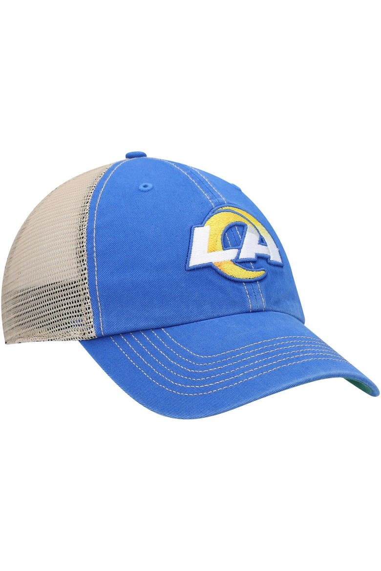 Men's '47 Royal/Natural Los Angeles Rams LA Trawler Trucker Clean Up Snapback Hat, Alternate, color, Royal
