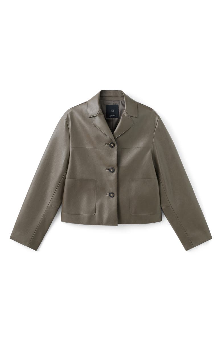 MANGO Faux Leather Jacket, Alternate, color, Dark Green