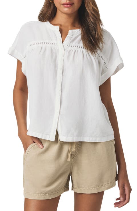 Catalina Short Sleeve Linen Blend Button-Up Shirt