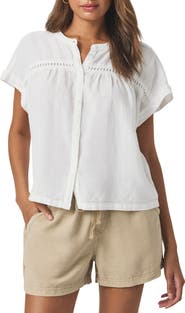 Splendid Catalina Short Sleeve Linen Blend Button-Up Shirt