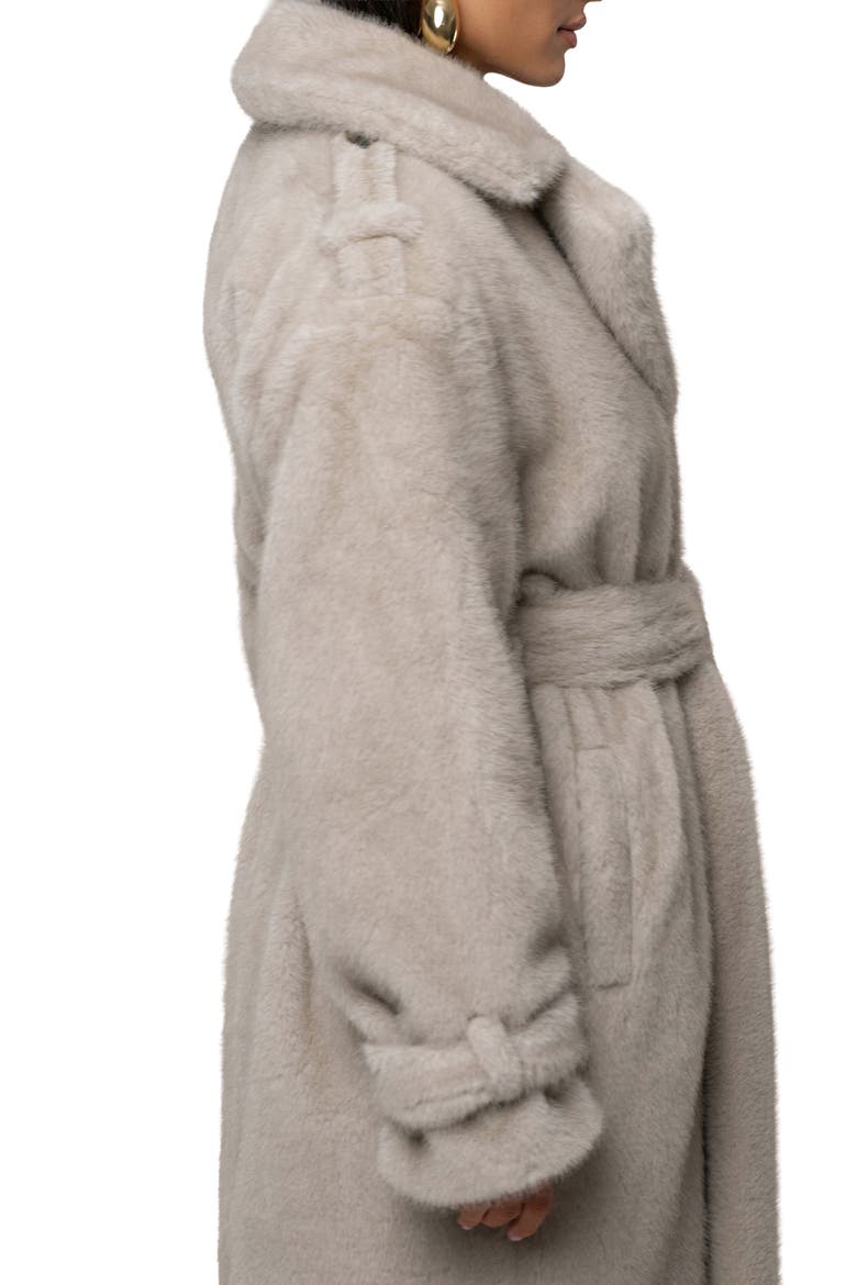 Uptown Belted Faux Fur Longline Coat, Alternate, color, GRAY