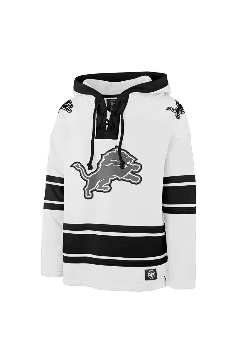 '47 Men's '47 White Detroit Lions After Image Superior Lacer Pullover Hoodie, Alternate, color, White