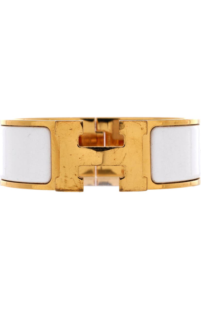 Pre-Owned Hermes Clic H Bracelet Enamel Wide, Main, color, White