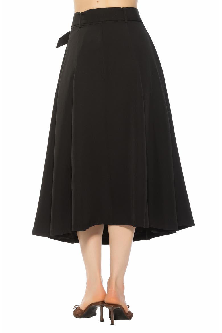 Belted A-Line Midi Skirt, Alternate, color, BLACK