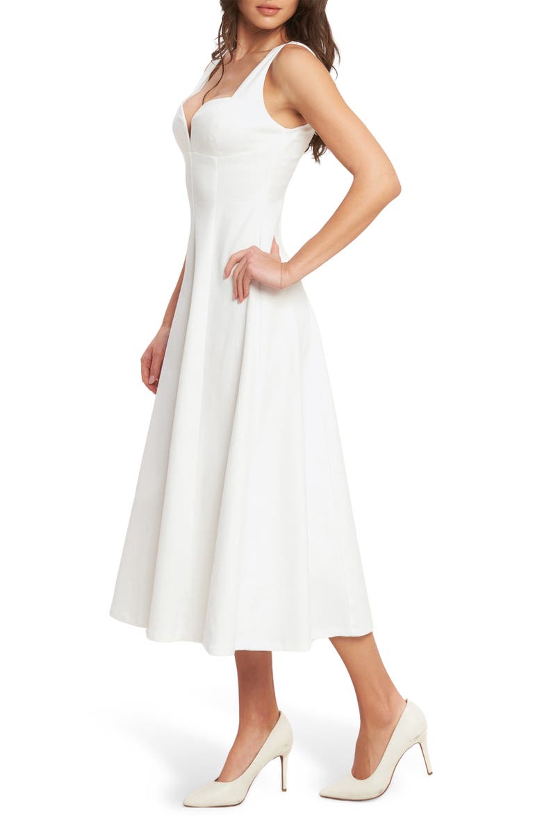 FLYING TOMATO Sweetheart Denim Midi Dress, Alternate, color, White