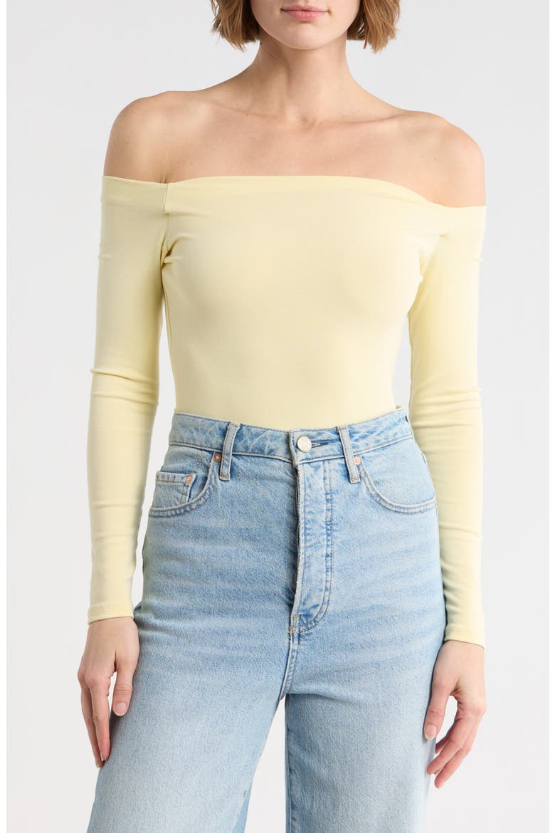 Long Sleeve Off the Shoulder Top, Main, color, BUTTER YELLOW