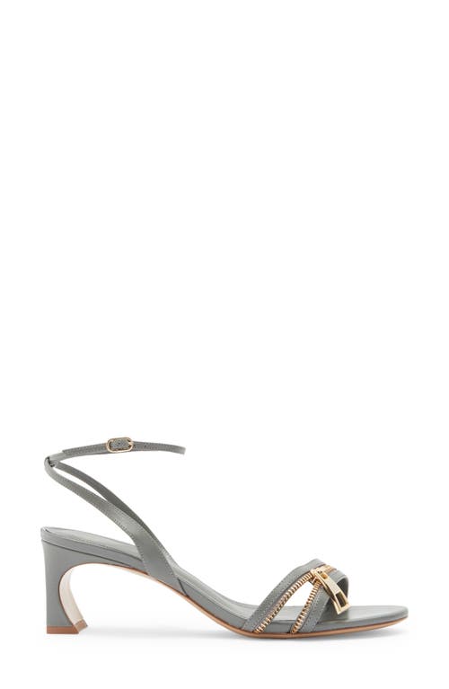 Alexandre Birman Zipper Ankle Strap Sandal In Gray