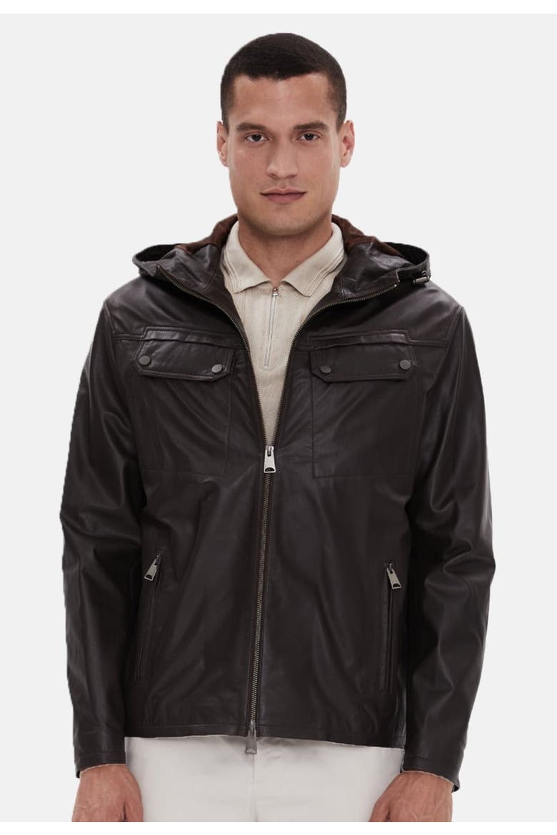 Horace Leather Jacket, Main, color, Brown