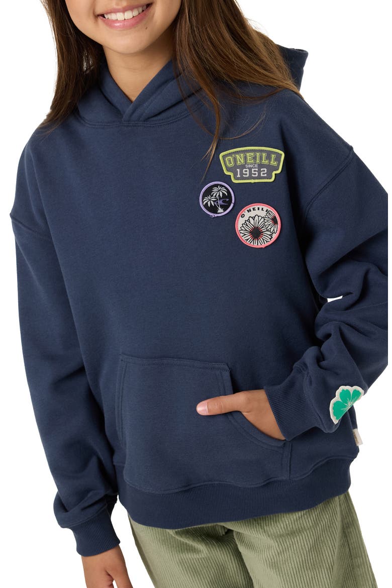 Kids' Patches Oversized Hoodie, Alternate, color, NAVY
