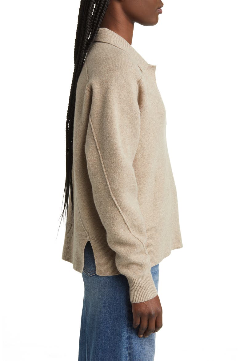 Bridget Wool Blend Polo Sweater, Alternate, color, OATMEAL