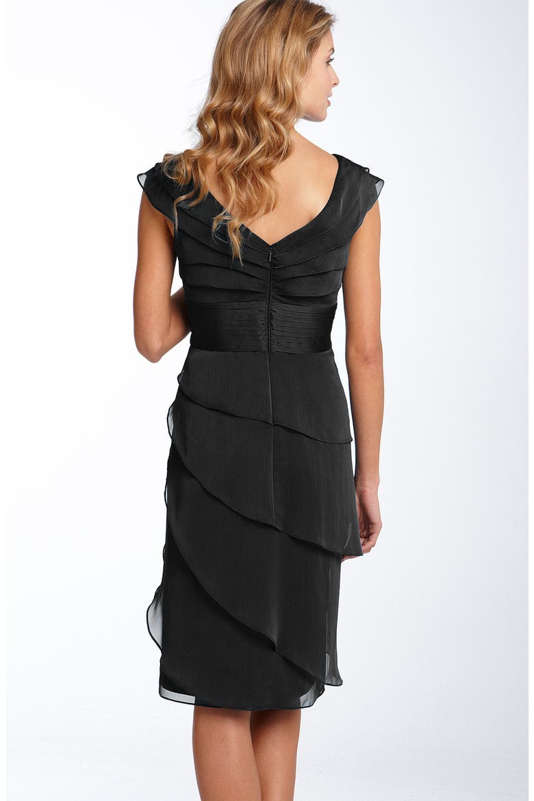Tiered Chiffon Dress, Alternate, color, BLACK