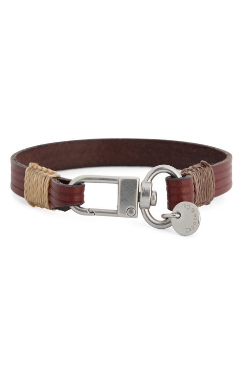 Caputo & Co Embossed Multistripe Leather Bracelet In Brown