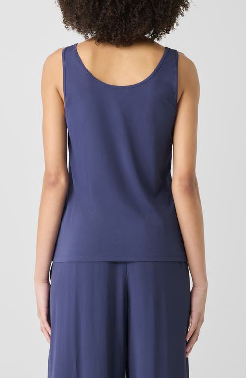 Eileen Fisher Scoop Neck Slim Fit Silk Tank Top In Bluette