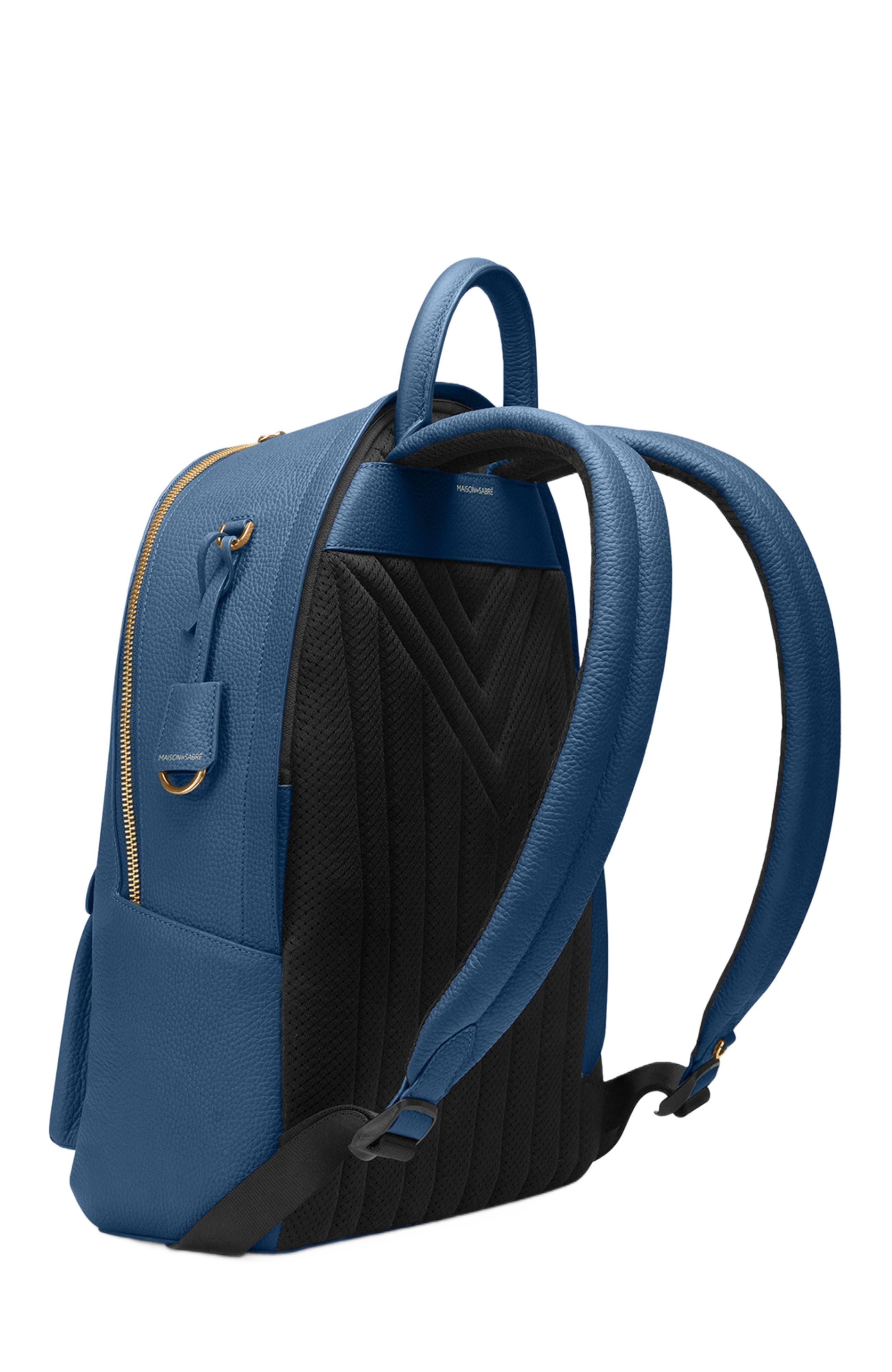 Leather Backpack, Alternate, color, Pacific Blue
