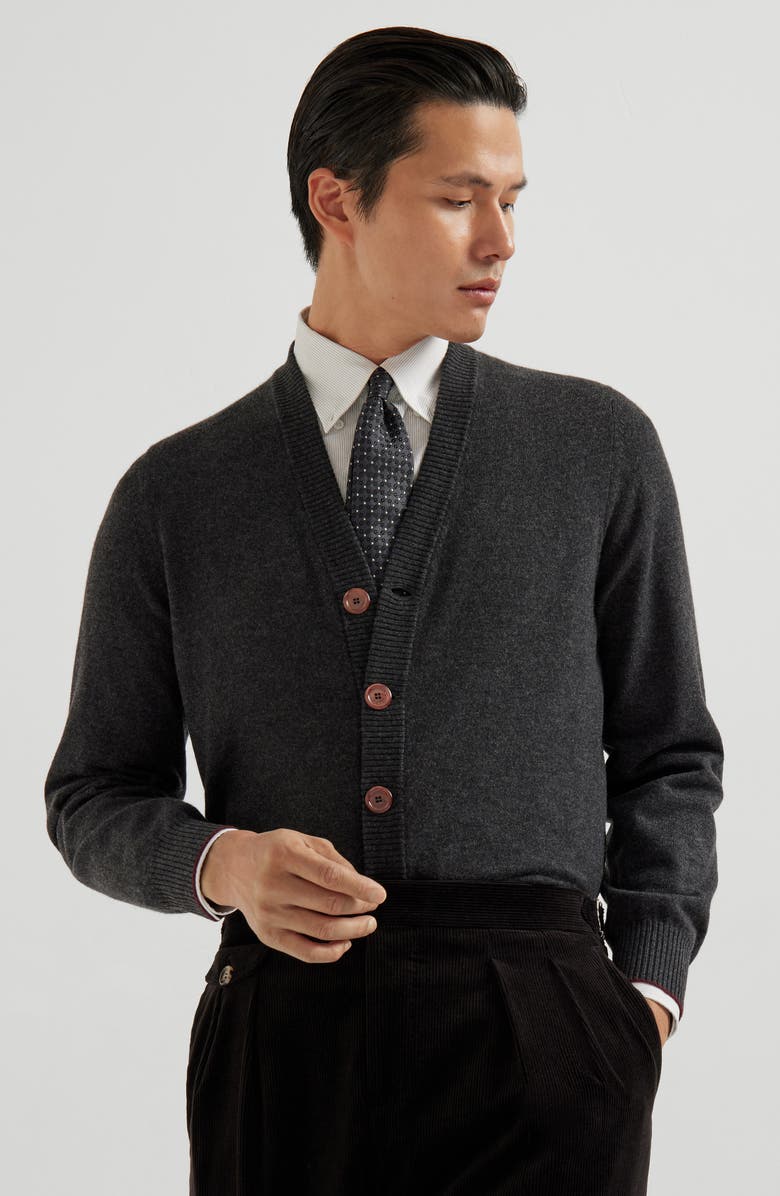 Brunello Cucinelli Cashmere cardigan, Alternate, color, Anthracite