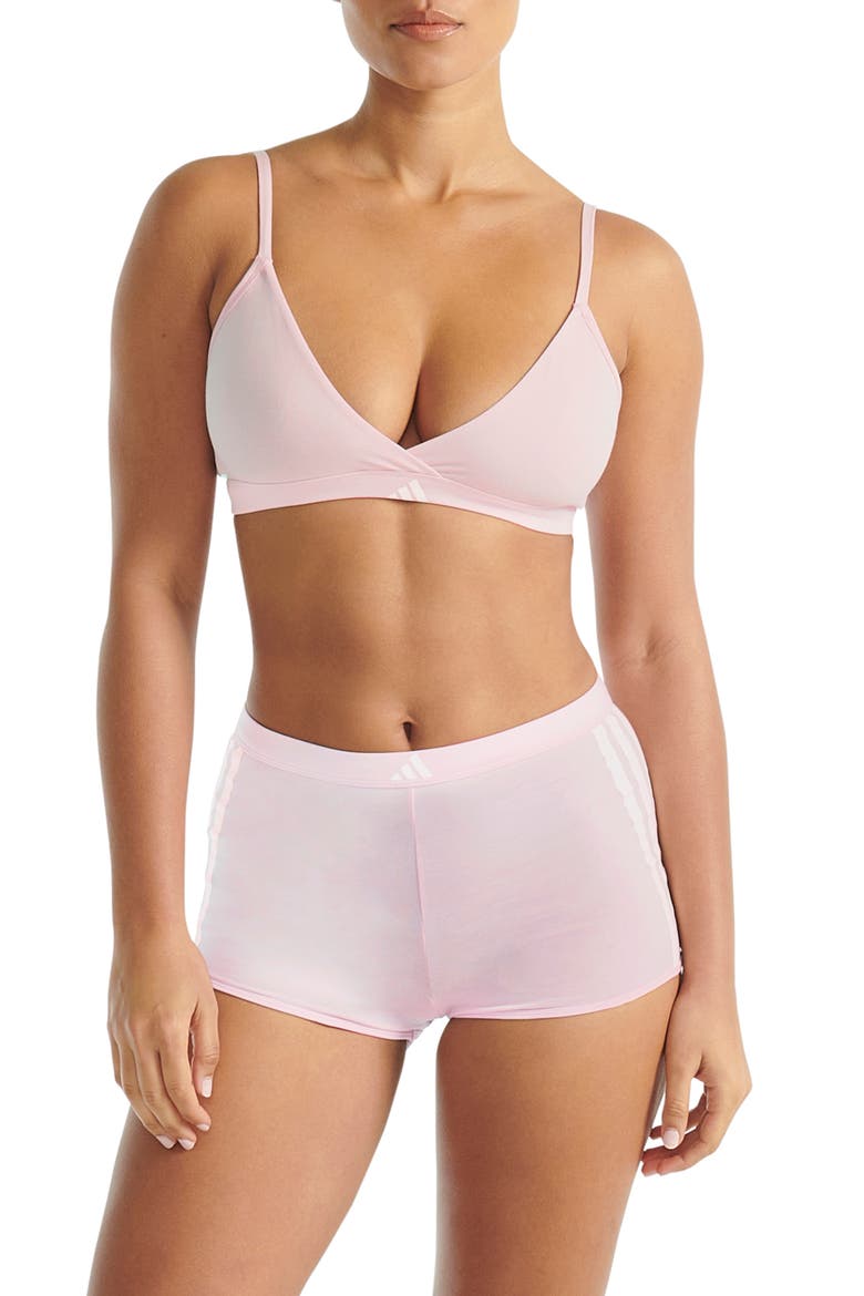 Essentials Cotton Blend 3 Stripe Triangle Wrap Bralette, Alternate, color, CLEAR PINK