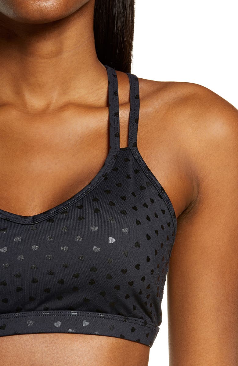 Beyond Yoga Double Back Sports Bra, Alternate, color, Black-Shiny Black Hearts