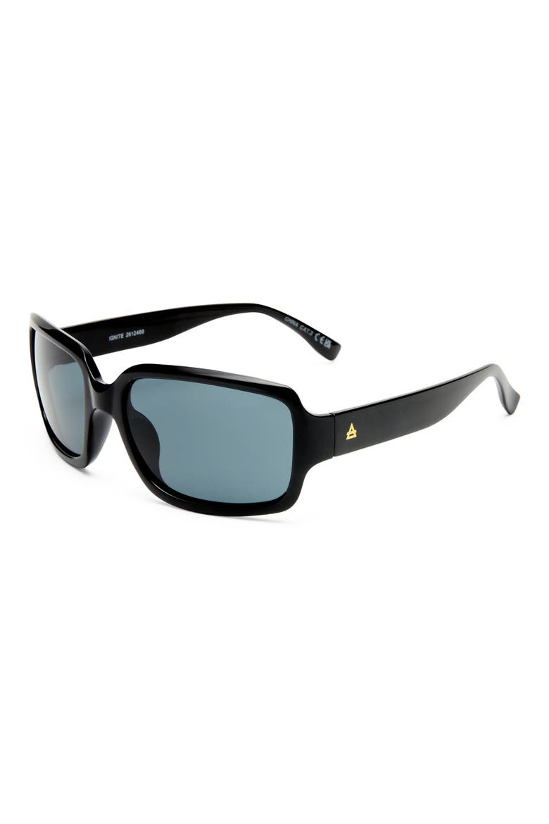 Ignite 52mm Rectangular Sunglasses, Alternate, color, BLACK / SMOKE MONO