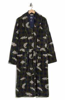Majestic International Buffalo Check Plush Shawl Robe