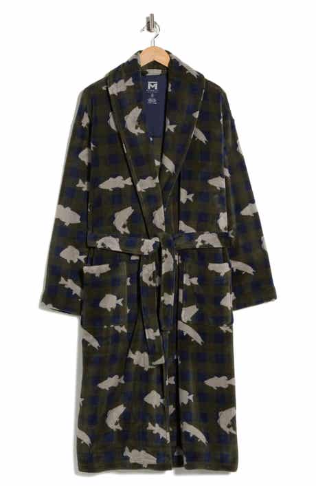 Majestic International Buffalo Check Plush Shawl Robe