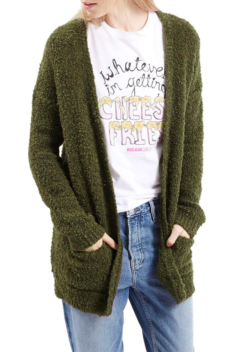 Bouclé Cardigan, Main, color, OLIVE