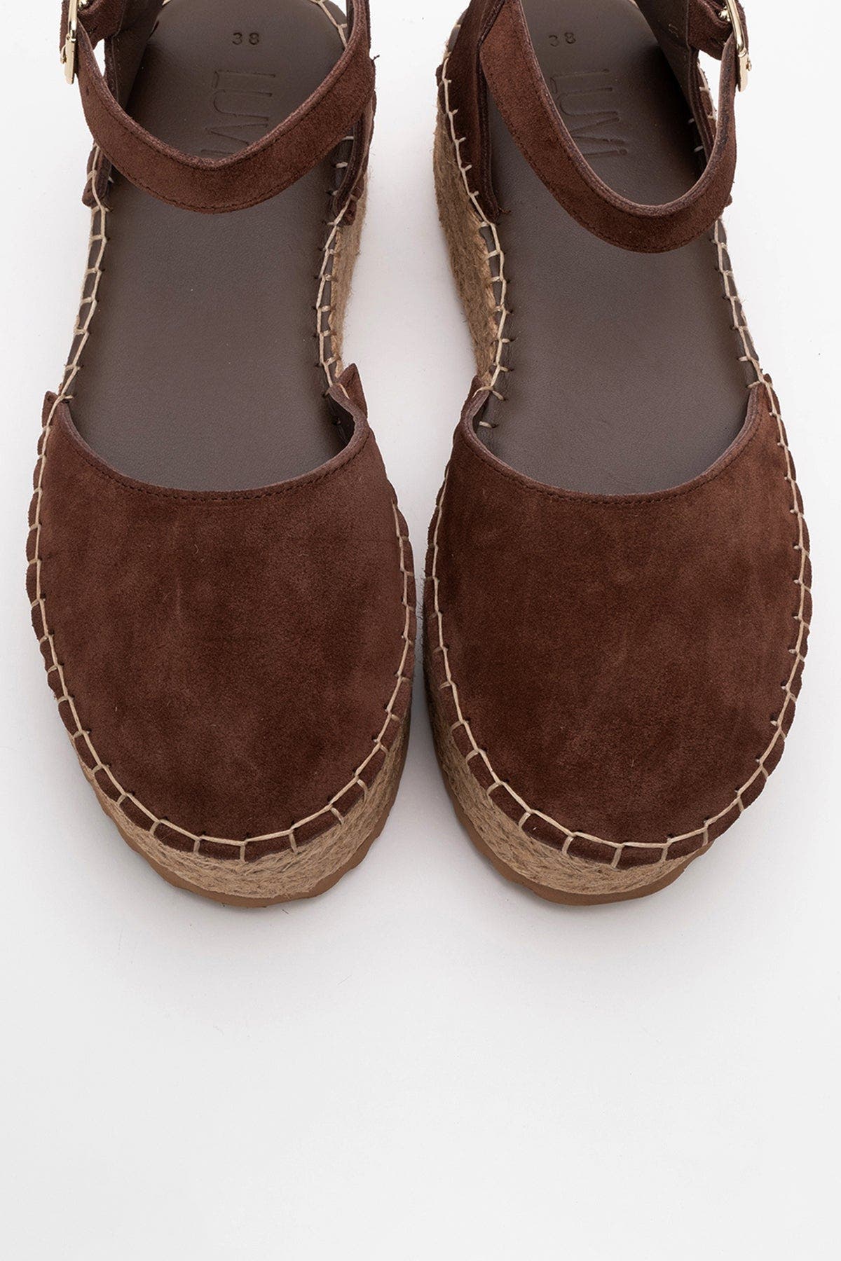 Viba Leather Espadrille Platform Wedge Sandals, Alternate, color, Brown Suede Leather