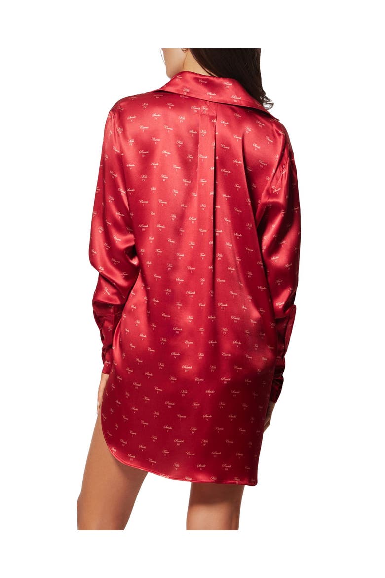 Silk Lounge Kiss Print Nightshirt, Alternate, color, Red/Buff