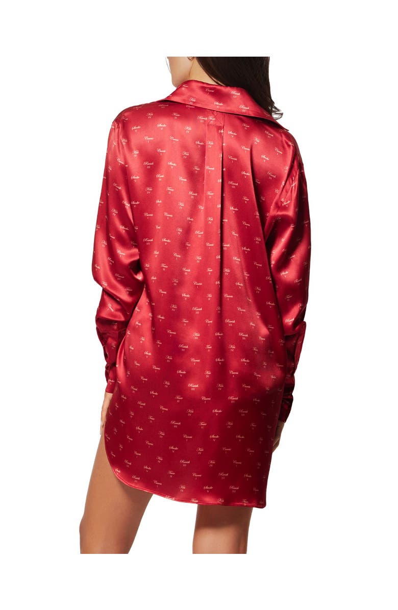 Kiki de Montparnasse Silk Lounge Kiss Print Nightshirt, Alternate, color, Red/Buff