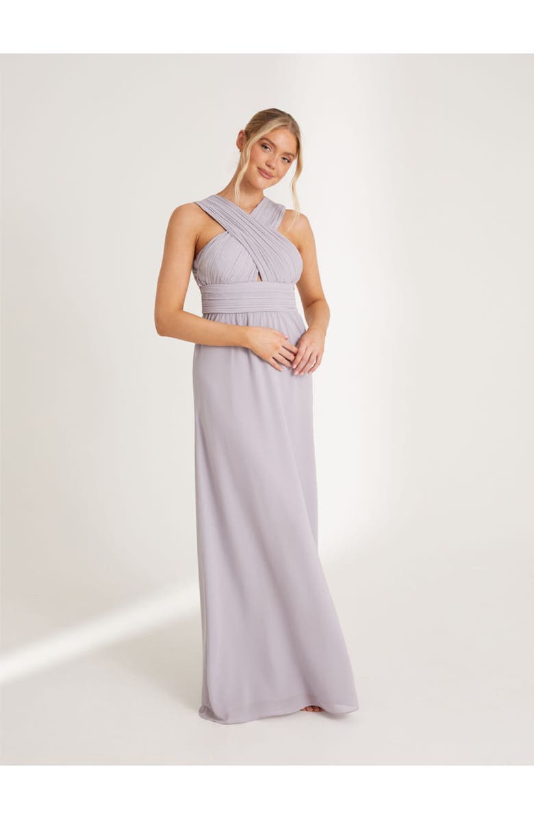 Six Stories Cross Neck Chiffon Bridesmaid Dress, Alternate, color, Lilac