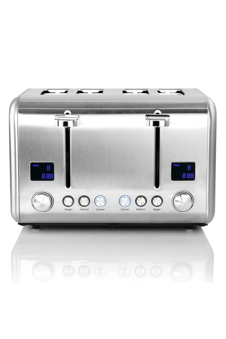 4 Slice Toaster in Stainless Steel Silver, Alternate, color, Grey