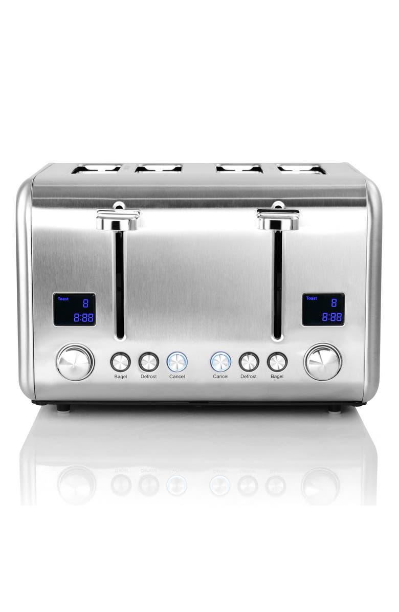 Megachef 4 Slice Toaster in Stainless Steel Silver, Alternate, color, Grey