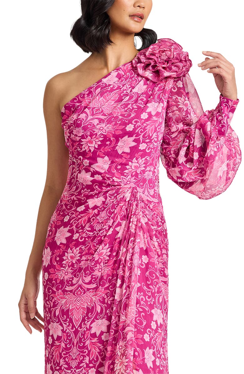 Tadashi Shoji Print One-Shoulder Gown, Alternate, color, 