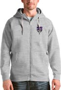 ANTIGUA Men's Antigua Heathered Gray Sacramento Kings Logo Victory Full-Zip Hoodie