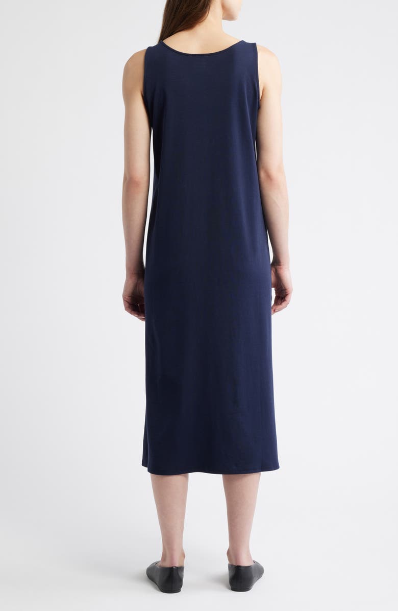 Eileen Fisher Sleeveless Organic Cotton Midi Dress, Alternate, color, Ink