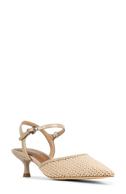 Ankle Strap Pointed Toe Kitten Heel Pump (Women)