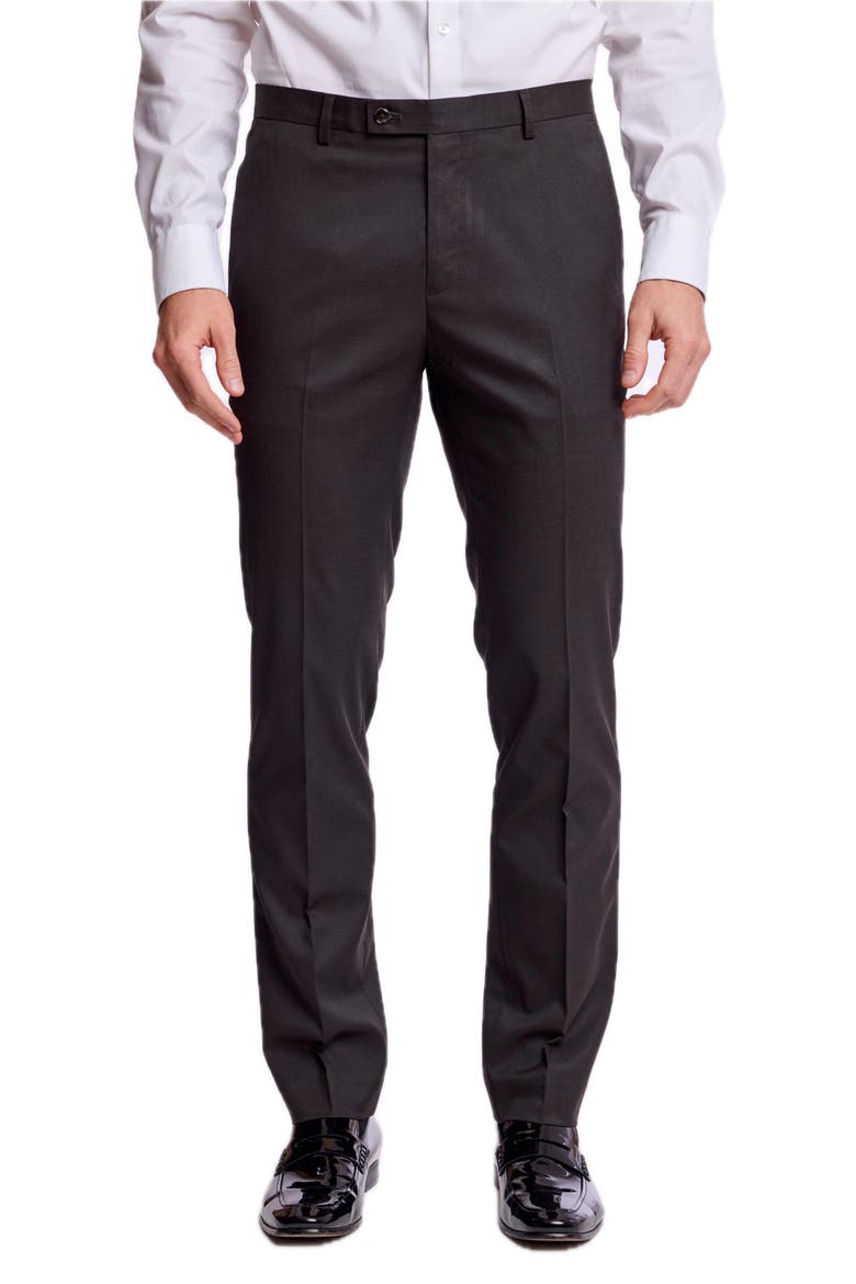 Downing Slim Fit Flat Front Pants, Main, color, DARK CHOCOLATE