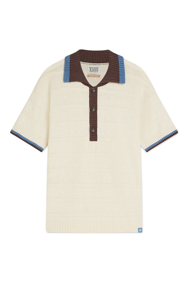 Loose Fit Contrast Trim Polo, Alternate, color, EGGNOG