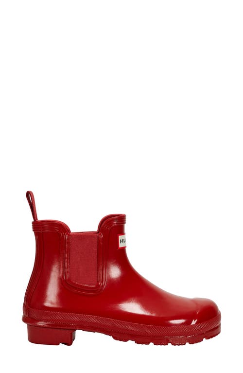 Hunter Original Gloss Waterproof Chelsea Boot In Military Red