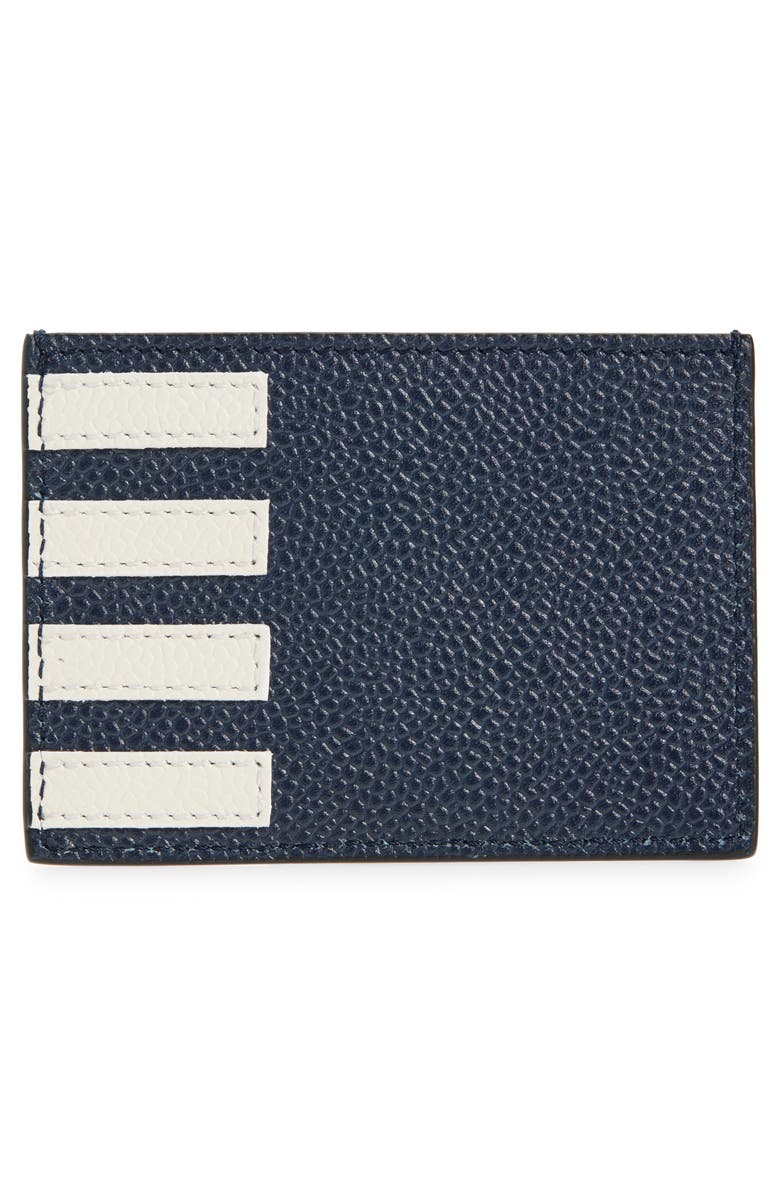 Thom Browne 4-Bar Leather Card Case, Alternate, color, Navy