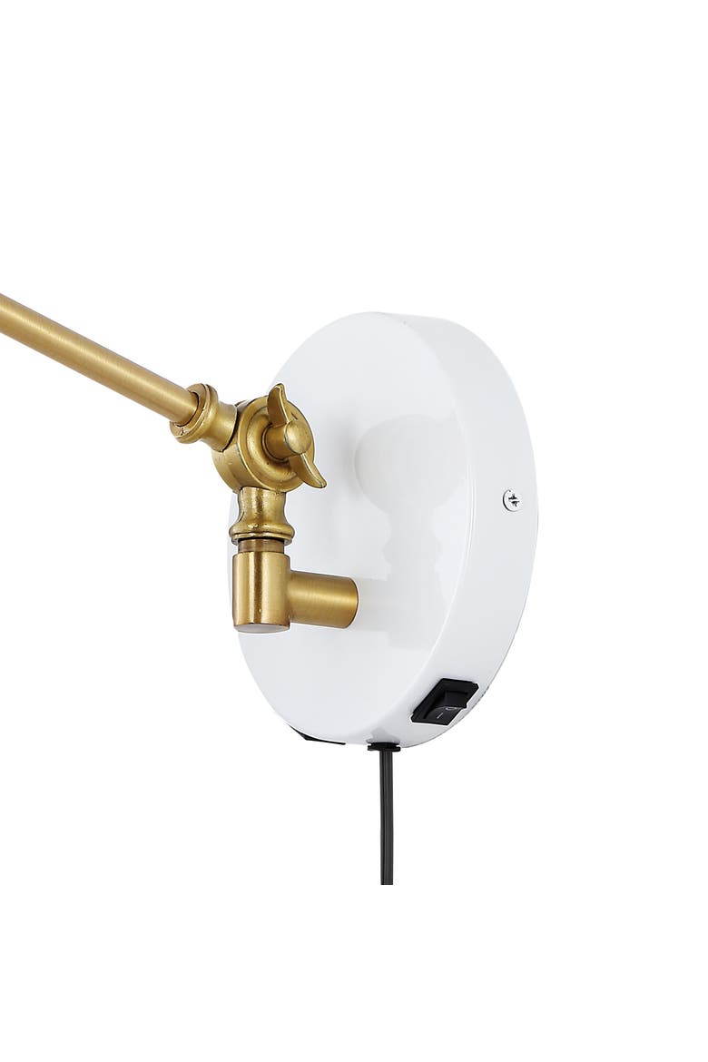 Lisa Swing Arm 1-Light Modern Midcentury Iron USB Charging Port LED Sconce, Alternate, color, White