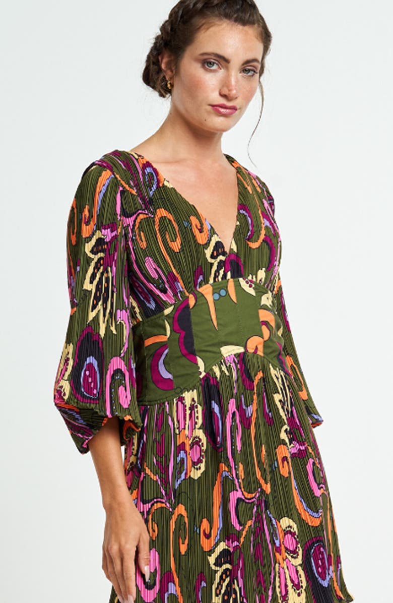 Candice Plissé Fit & Flare Dress