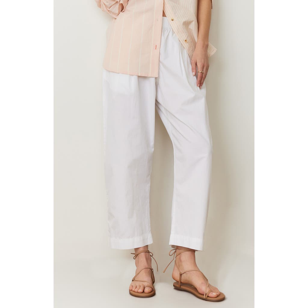 Marine Layer Kyra Straight Leg Poplin Pants In White