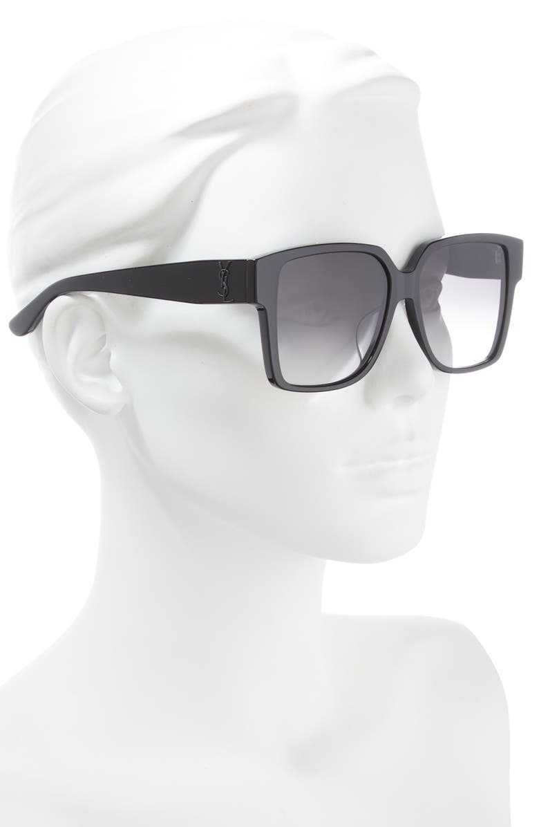 Saint Laurent 56mm Square Sunglasses, Alternate, color, Grey Grey