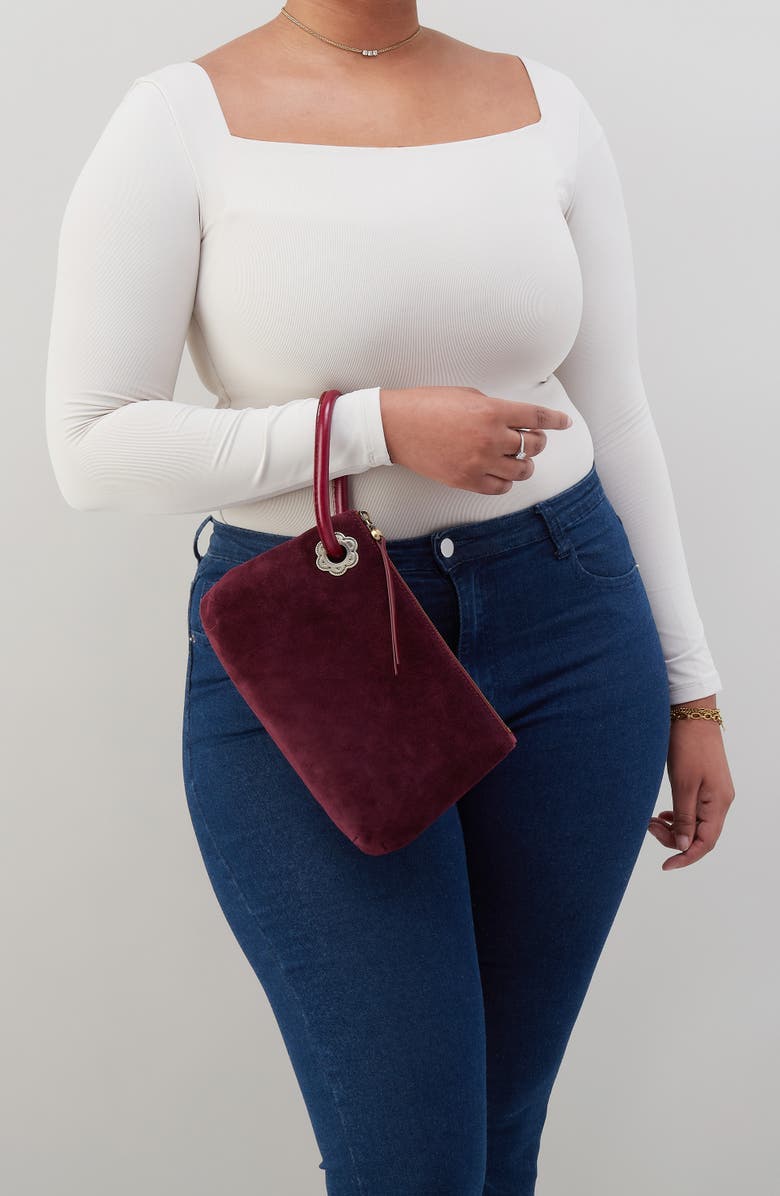 HOBO Daisy Daze Large Leather Wristlet, Alternate, color, Prairie Garnet