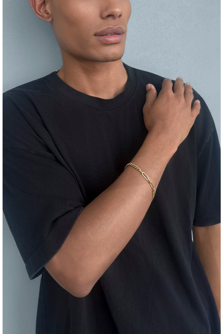 Men's 18k Gold Plated Curb & Paperclip Chain Necklace, Alternate, color, GOLD
