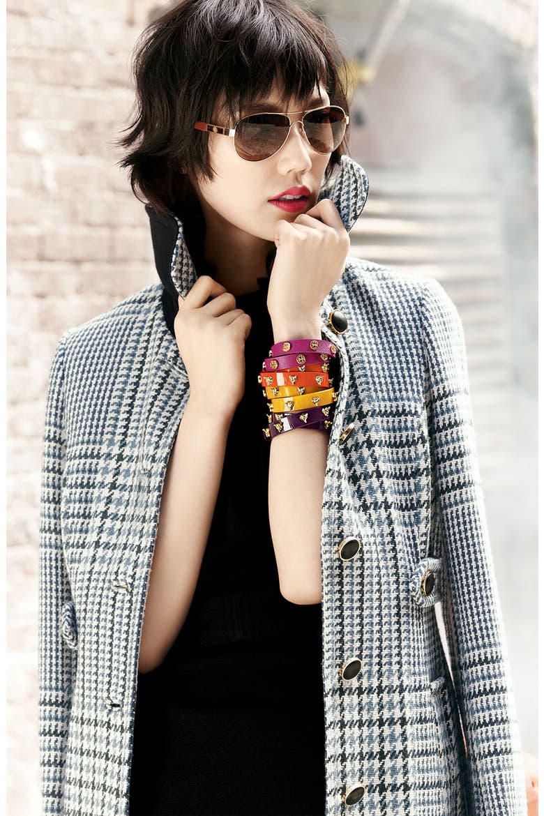 Logo Double Wrap Bracelet, Main, color, DNU CARBON/ GOLD