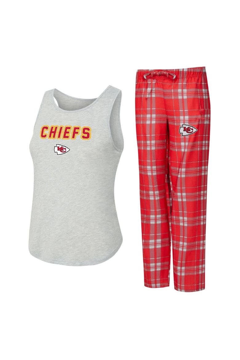 Women's Concepts Sport  Heather Gray/Red Kansas City Chiefs Regulate Plaid Tank Top & Pants Sleep Set, Alternate, color, Heather Gray