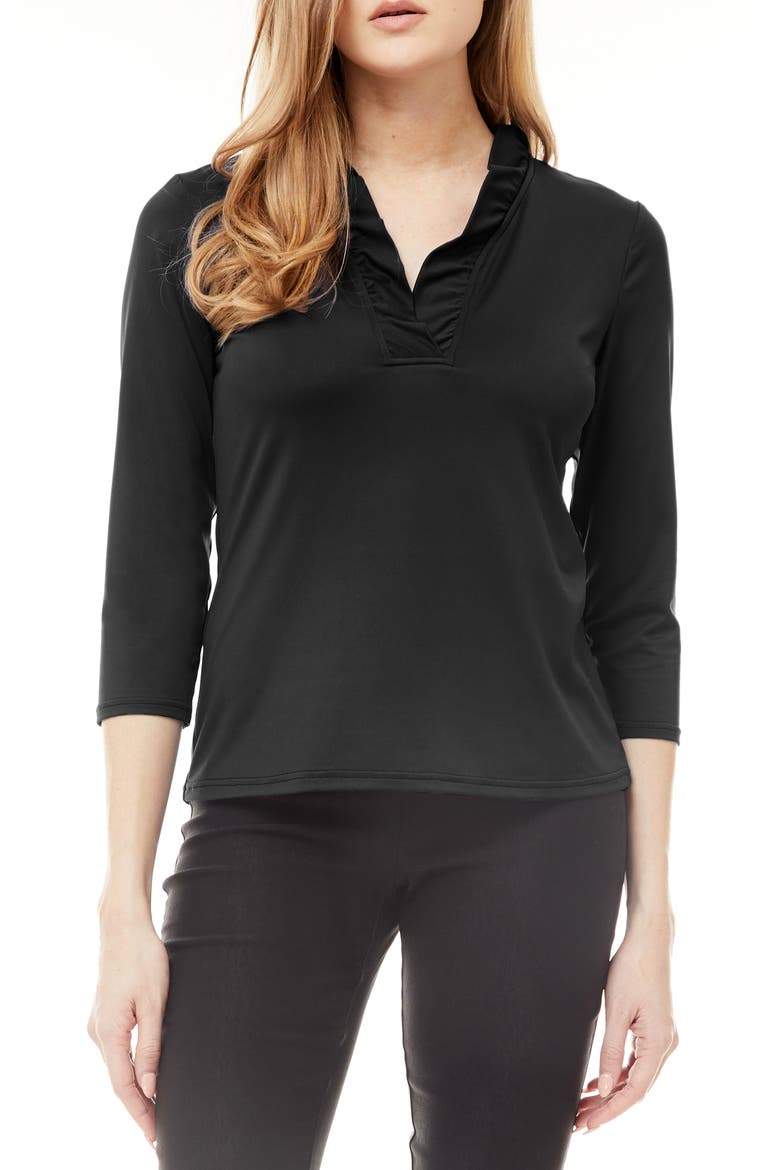 Three Quarter Shawl Collar Blouse, Main, color, BLACK